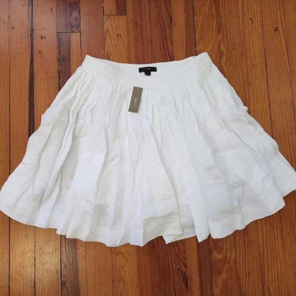 NEW J Crew Womens White Linen Skirt NWT 10 Lined